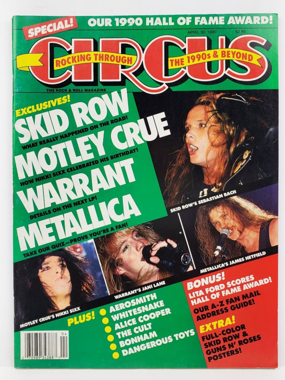 Circus Magazine Vintage 1990 Skid Row Motley Crue Metallica Alice Cooper